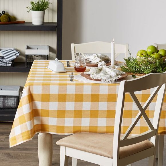 Honey Gold Buffalo Check Tablecloth 60x104" - Picture 3 of 3